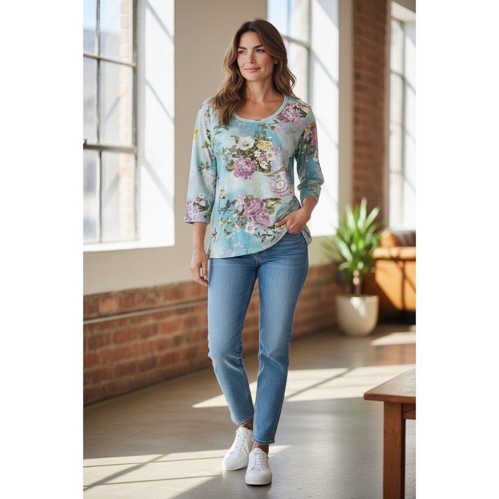 Vintage Take Two Colorful Floral Women’s Top Size M Y2K 90’S Fairycore Cottage